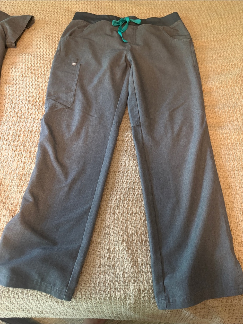 Figs Gray Technical Scrub Pants with Teal Accent